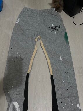 Gallery Dept Gray Kids Paint-Splatter Joggers with Black & Cream Panels